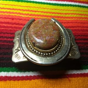 Vintage Accessories - Vintage Pawn Horseshoe Belt Buckle Huge Stone Vintage Accessories - Vintage Pawn Horseshoe Belt Buckle Huge Stone